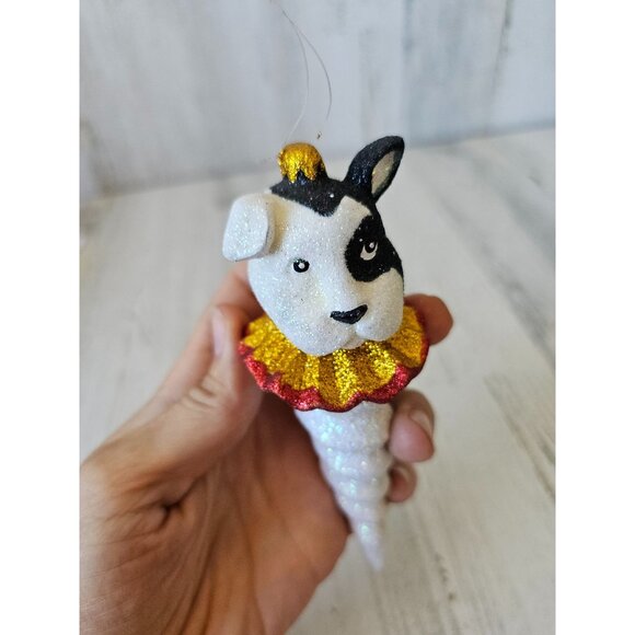 Dept 56 dog spiral icicle ornament glitter puppy bulldog jester Xmas tree - Picture 6 of 9